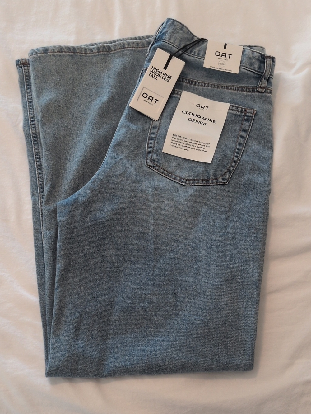 BNWT Oat New York Women’s High-Rise Wide Leg TALL Blue Jeans Size 10/30